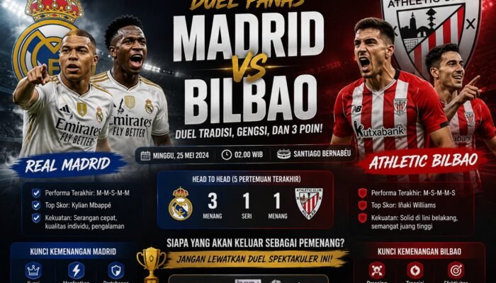 Jadwal Madrid vs Bilbao Duel Besar La Liga